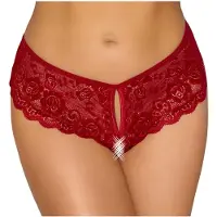 Cottelli - culotte ouverte en dentelle - rouge - L