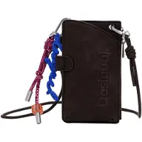 Desigual Porte-monnaie brun pour femmes : pratique avec poche pour téléphone portable & bandoulière