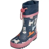 Playshoes Bottes en caoutchouc 'Katzen' marine / orange / éosine / blanc cassé