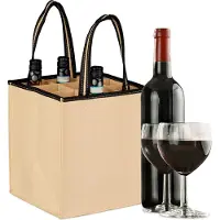 Relaxdays Sac bouteilles, Beige