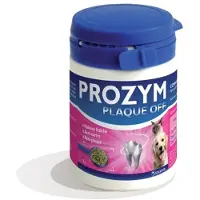 Prozym Plaque Off' Poudre empêche l’adhérence de la plaque dentaire, ramollit les dépôts de tartre et combat efficacement la mauvaise haleine chez le chien et le chat, pot de 180 gr 180 g Poudre