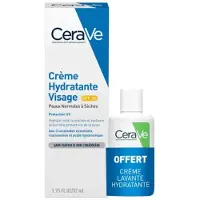 CeraVe Crème Hydratante Visage SPF30 52 ml + Crème Nettoyante 20 ml Peaux Normales à Sèches