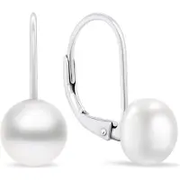 Brilio Silver - Boucles d'oreilles en perle d'argent EA412W EA413W - Diamètre : 0.9 cm, (Argent)
