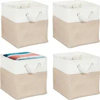 Relaxdays Aufbewahrungskorb Leinen im 4er Set (28 cm, 4x)