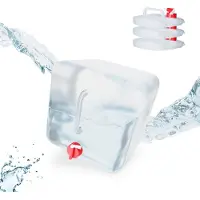 Relaxdays Lot de 4 bidons pliables, transparent et rouge
