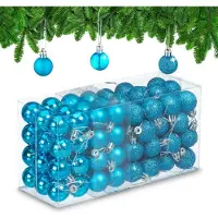 Merkloos Lot de 96 boules de Noël - plastique - 3 cm - mat - brillant - pailleté - essence
