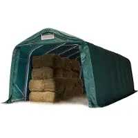 TOOLPORT Abri foin robuste 3,3x8,4 m étanche bâche PVC 800N, vert