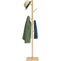 Relaxdays Portemanteau , forme d'arbre, dimensions : 177 x 30 x 30 cm, 8 crochets, arbre à poches à 3 hauteurs, bois de caoutchouc et MDF, couleur naturelle