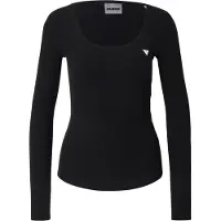 GUESS Femmes, T-shirt, Colette Damen Langarm-Ripptop Schwarz, Noir, (M)