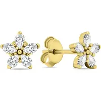 Brilio Silver - Boucles d'oreilles étincelantes plaquées or avec zircons clairs Flowers EA591Y