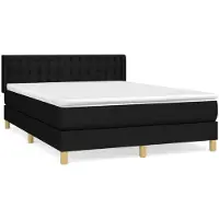 Syfax Sommier à lattes de lit avec matelas Noir 140x200 cm Tissu