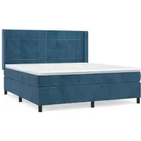 vidaXL Lit boxspring avec matelas bleu foncé 160x200 cm velours