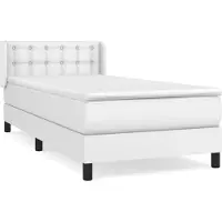 vidaXL Lit boxspring avec matelas blanc 100x200 cm similicuir