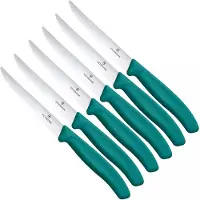 Victorinox Swiss Classic Steak &amp; Pizza Knife 6.7234.6C1 Wavy, Green, set de 6 couteaux à steak dentelés