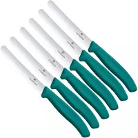 Victorinox Swiss Classic 6.7834.6C1 Tomato &amp; Table Knife, Wavy, Green, set de 6 couteaux à tomates