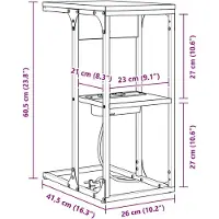 vidaXL Table de chevet Chêne fumé 41.5 x 26 x 60.5 cm