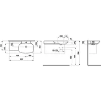 Laufen INO lavabo, 1 trou pour robinet, avec trop-plein, tablette céramique à gauche, 900x450mm, H8133017581041