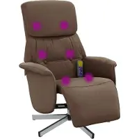 Syfax Fauteuil inclinable de massage avec repose-pieds marron tissu