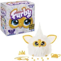 Hasbro Furby Golden Glow, peluche à activation vocale qui brille dans le noir, jouet interactif, dès 6 ans