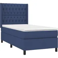 Syfax Sommier à lattes de lit avec matelas Bleu 100x200 cm Tissu