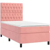 Syfax Sommier à lattes de lit et matelas Rose 80x200 cm Velours