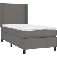 vidaXL Lit boxspring avec matelas Gris 100x200 cm similicuir