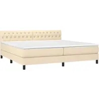 Syfax Sommier à lattes de lit avec matelas Crème 200x200 cm Tissu