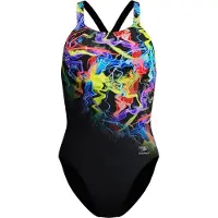 Speedo Fl Placement Printed Powerback Swimsuit Noir UK 36 Femme