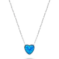 Brilio Silver - Decent Silver Heart Necklace with Opal NCL74WB, (Argent)