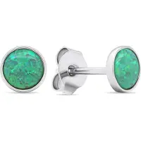 Brilio Silver Silver - Boucles d'oreilles en argent avec opales synthétiques vertes EA579WG