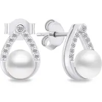 Brilio Silver - Charmants boucles d'oreilles en argent avec perles et zircons EA615W