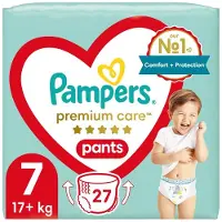 Pampers Couches-culottes jetables Premium Care Pants taille 7, 17 kg et plus, 27 pièces