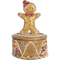 Clayre & Eef Bocal à provisions Bonhomme pain d'épice Ø 7x11 cm Marron Plastique