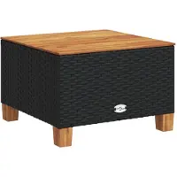 vidaXL Table de jardin noire 55x55x36 cm Poly rotin acacia