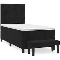 vidaXL Lit boxspring avec matelas noir 90x200 cm velours