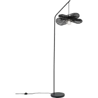 QAZQA Lampadaire Art Déco noir avec abat-jour noir - Nest