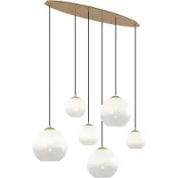 QAZQA Suspension Chic d'Hôtel Laiton avec Verre Blanc Rectangulaire 6 Lumières - Misty