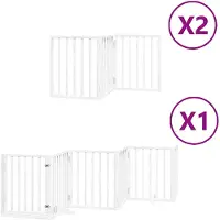 vidaXL Porte pour chien 12 pièces avec porte Pliable Blanc 600 cm Bois de peuplier