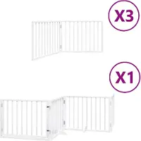 vidaXL Porte pour chien 10 pièces avec porte Pliable Blanc 800 cm Bois de peuplier