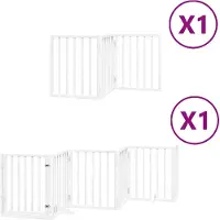 vidaXL Porte pour chien 9 pièces avec porte Pliable Blanc 450 cm Bois de peuplier