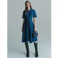 Marella pour femme. 2523226024200 Robe chemise en denim Fagotto (44), Bleu, Casuel, Coton, Manche courte
