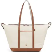 Ralph Lauren pour femme. 428973072001 Sac cabas shopper grand en toile beige, marron (OSFA), Casuel, Coton
