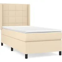 vidaXL Lit boxspring avec matelas Crème 90x190 cm Tissu