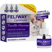 Feliway Optimum - Anti-stress pour Chat - Complexe de phéromones apaisantes pour une sérénité renforcée - pack économique 3 recharges (3x30 jours) 3 pc(s) Fluide