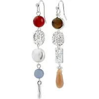 Pilgrim Boucles d'oreilles 'Sense' bleu clair / marron / rouge rubis / argent