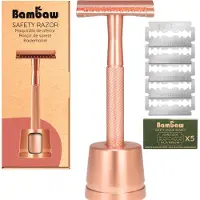 Bambaw Rasoir de sécurité avec support en or rose