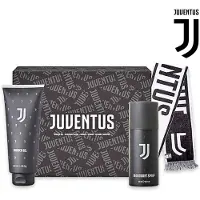 JUVENTUS Coffret Juventus : gel douche 200 ml, déodorant en spray 150 ml, écharpe en tissu noir/blanc (Set soin du corps)