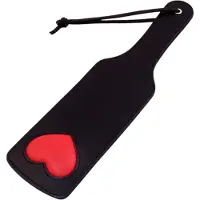 Rouge - paddle en cuir véritable - forme cœur - noir