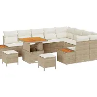 vidaXL Ensemble de canapés de jardin , 12 pièces, 11 places, couleur beige, en polyrotin