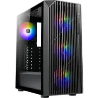 Azza Boitier Moyen Tour ATX Source RGB avec panneau vitré (Noir) (ATX, ITX, mATX), Boîtier PC, Noir